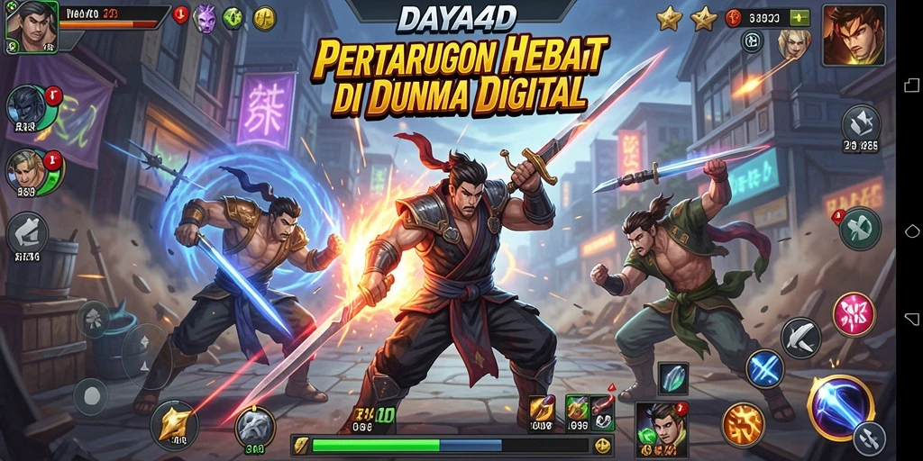 Tampilan gameplay yang seru dari pertarungan karakter di DAYA4D.