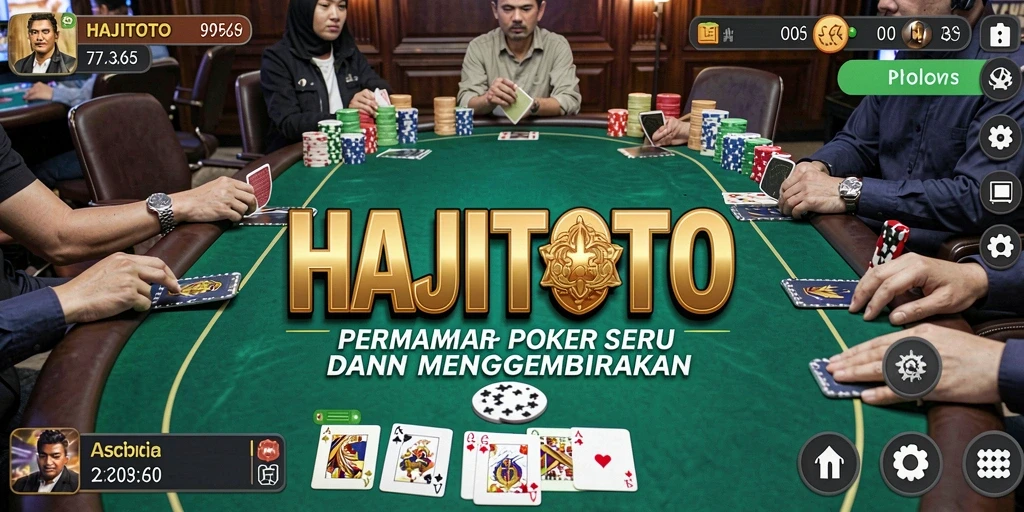 Tampilan utama gameplay Poker di HAJITOTO yang menarik.