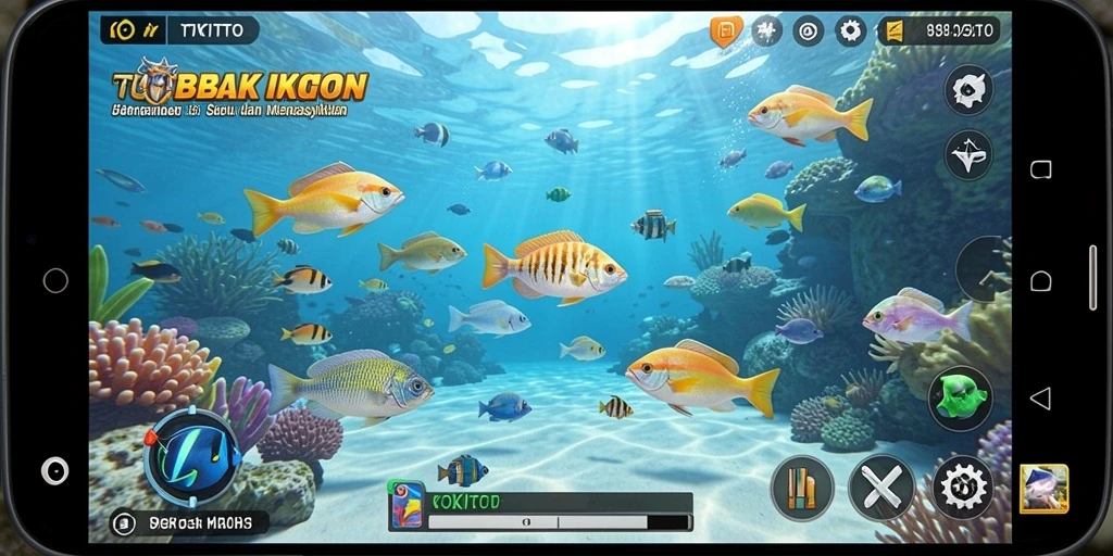 Screenshot gameplay KOKITOTO menampilkan aksi menembak ikan yang seru.