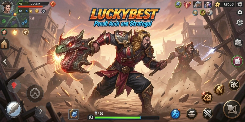 Tampilan gameplay menarik dari LUCKYBEST dengan karakter bertarung.