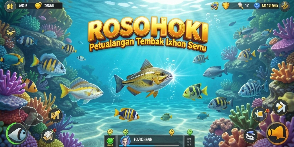 Tampilan gameplay seru dalam permainan Tembak Ikan ROSOHOKI.
