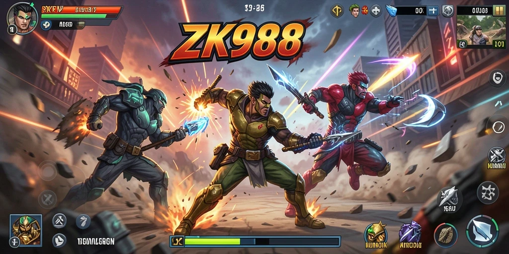 Tampilan menarik gameplay action ZK988 yang menegangkan.